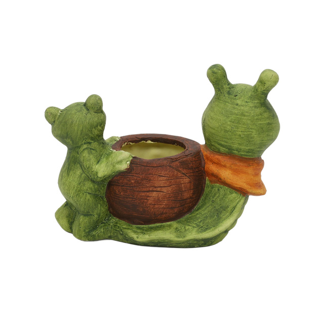 Ghiveci ceramic in forma de melc, 15 cm