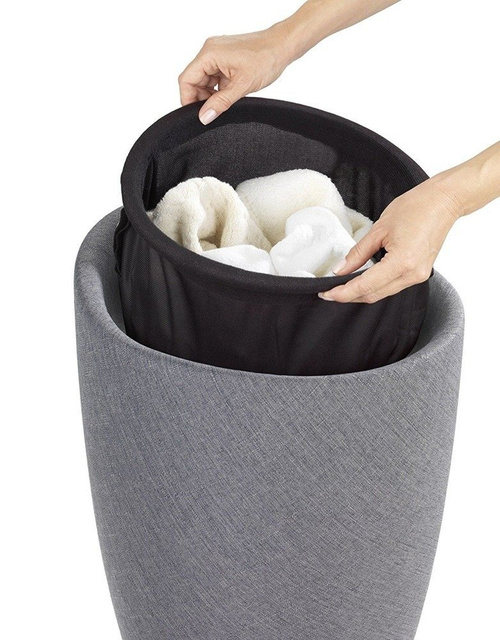 Pufa CANDY GREY - coș de rufe, 2 în 1, WENKO, gri