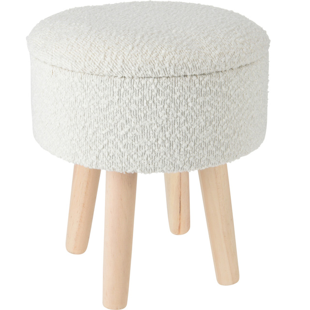 Taburet cu sezut din pluș, picioare de pin, Ø 34 cm