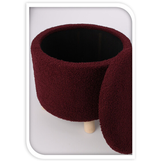 Puf rotund tapițat cu spațiu de depozitare TEDDY, Ø 40 x 37 cm