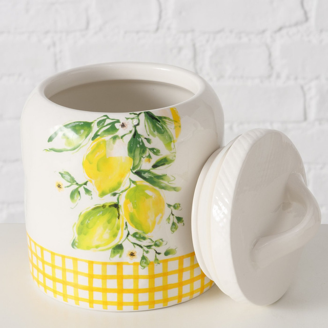 Recipient de bucătărie din ceramică cu model de lămâie, LEMONY