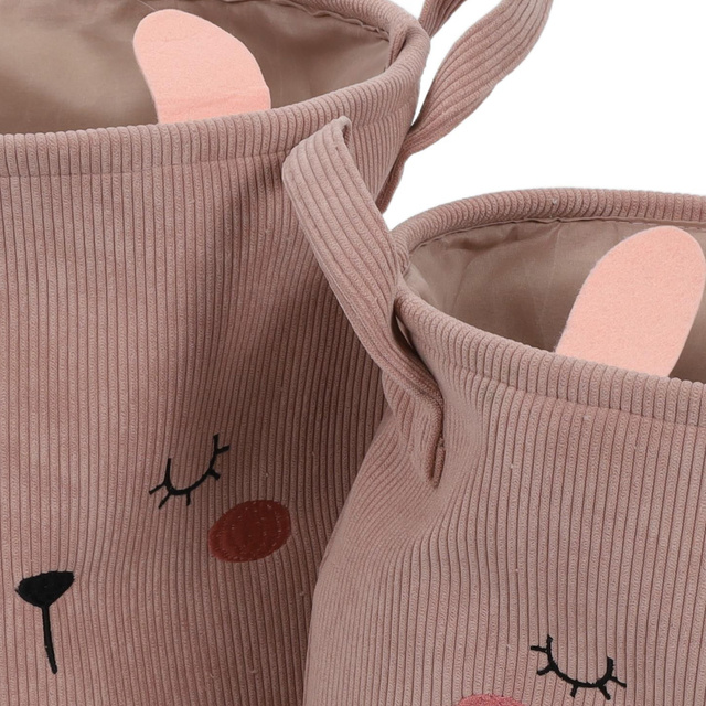 Coșuri pentru jucării CUTIE cu mânere, din catifea, 2 bucăți