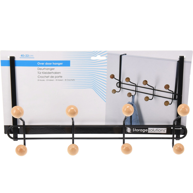 Suport pentru ușă, metalic, cu mânere din lemn, 40 x 22 x 10 cm