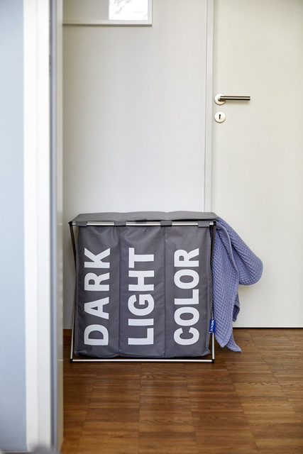 Coș de rufe cu trei compartimente, coș de rufe pliabil TRIO TOP - 57 x 57 x 38, WENKO