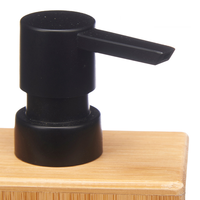 Distribuitor de sapun lichid, patrat, bambus, 5,8 x 9,7 x 15 cm