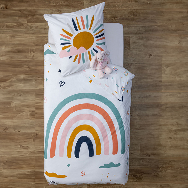Set lenjerie de pat pentru copii curcubeu, 140 x 200 cm
