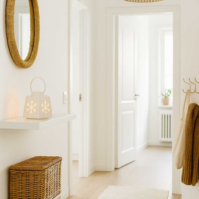 Lanterna de Crăciun cu lumânare LED, 14 cm, albă