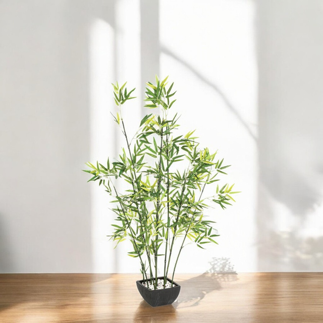 Arbust decorativ pentru casa, bambus artificial in ghiveci, 122 cm