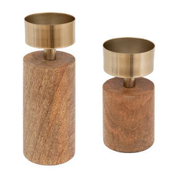 Suport de lumanare din lemn de mango, 2 bucati