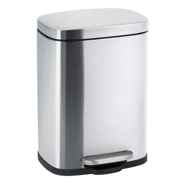 Cos de gunoi LENO, cu pedala si functie Easy-Close, 5 L, argintiu, Wenko