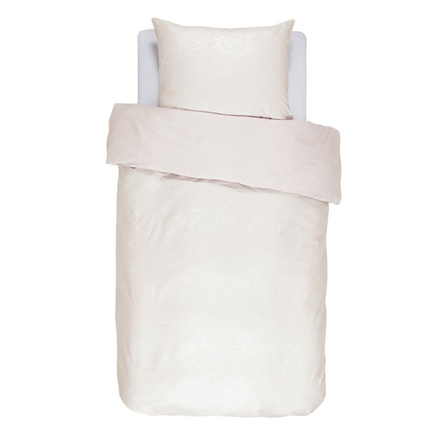 Lenjerie din satin de bumbac în nuanța roz pal, perna decorativă, lenjerie cu flori, Essenza, 140 x 220 cm