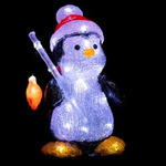 Ornament luminos de exterior, pinguin acrilic, 30 LED-uri