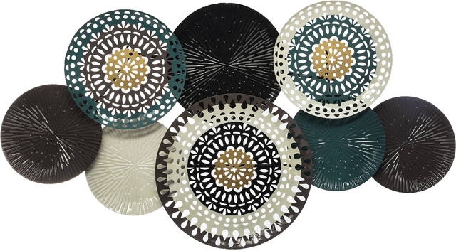 Decor de perete din metal, cercuri ajurate