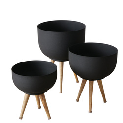 Set 3 ghivece  pentru flori din metal Topco, negru