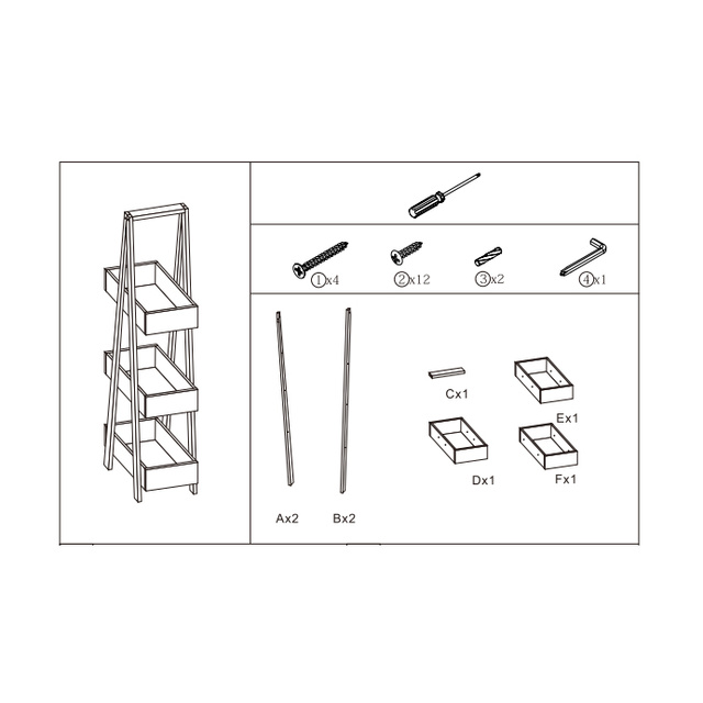 Etajera baie 3 niveluri din bambus, Negru, 5five Simple Smart