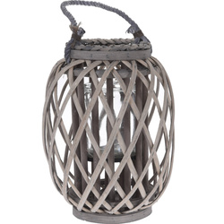 Felinar din răchită, Ø 22,5 x 30 cm, gri