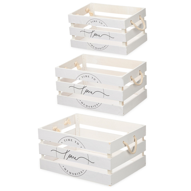 Lădițe decorative din lemn cu model curcubeu RAINBOW, 3 bucăți