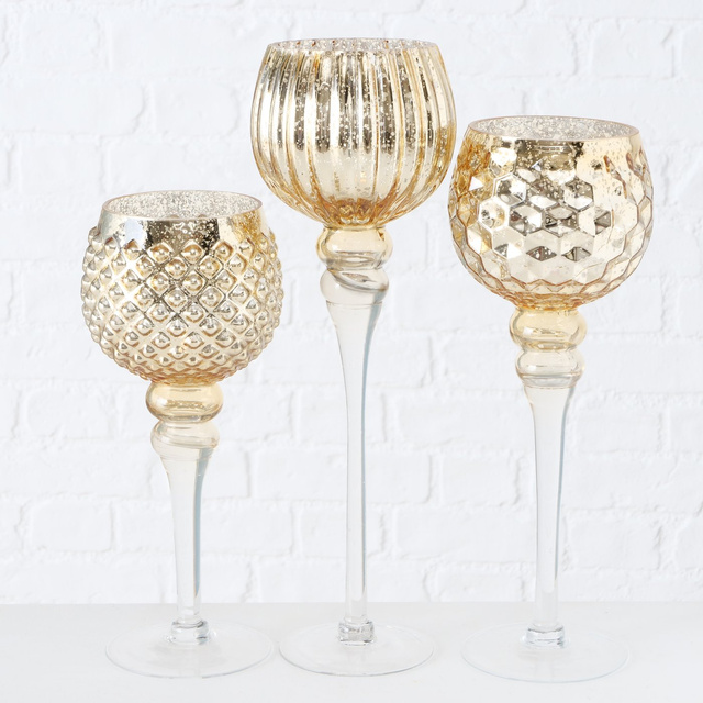 Set 3 sfeșnice din sticlă, Manou