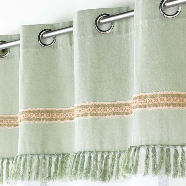Perdea cu inele cu insertie de iuta si franjuri JANARA, 140 x 240 cm