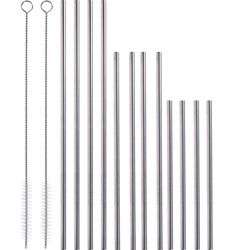 Paie metalice, 12 bucati de diferite lungimi + 2 ustensile de curatat