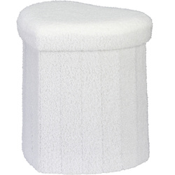 Pufă inimă ALLOY, tapițerie de miel, 34 x 28 x 35 cm, albă