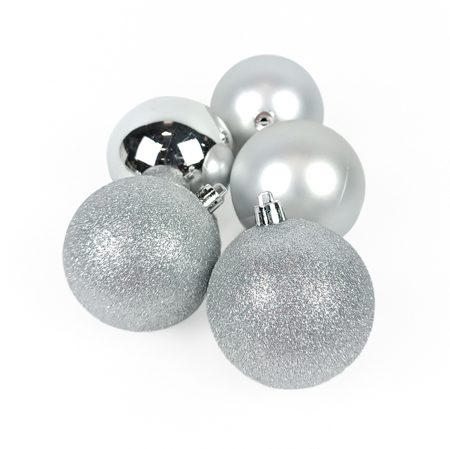 Set globuri din plastic cu diferite finisaje, Ø 7 cm, 8 buc.