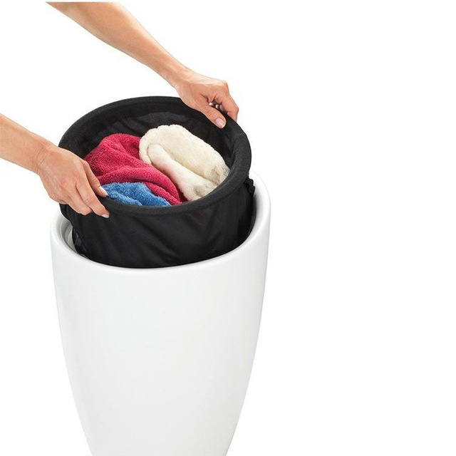 Coș de rufe cu scaun CANDY, alb mat, 2in1, WENKO