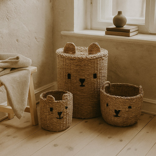 Coșuri pentru jucării Urși cu urechiușe JOY, 3 bucăți