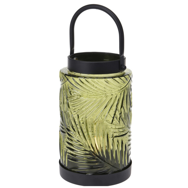 Felinar LED, sticla colorata, 26 cm