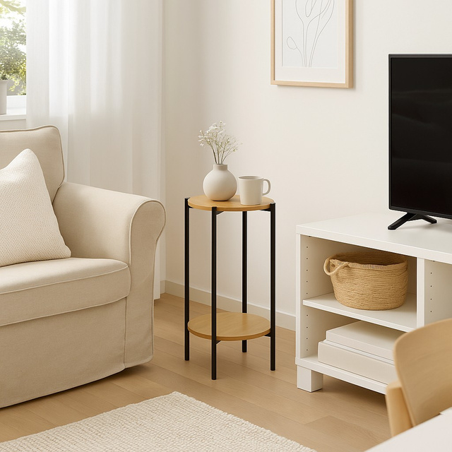 Masa auxiliară înaltă KIRO, Ø 31 x 61 cm, neagră