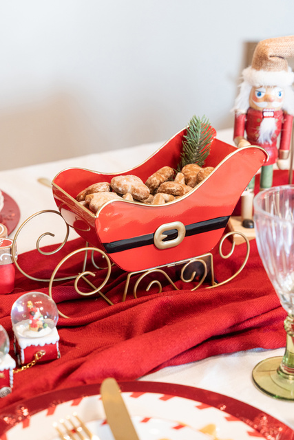 Sania lui Mos Craciun, decor metalic, 25 cm