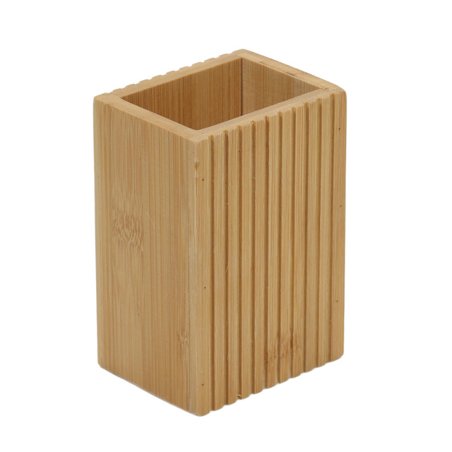 Cană pentru periuță de dinți din bambus, 9 x 7 x 12,5 cm