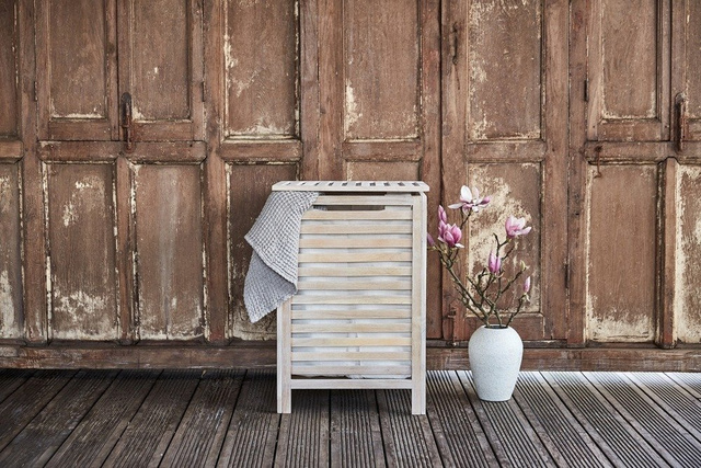 Cos de rufe, Wenko Norway, Lemn, 65 L, Alb