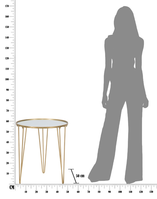 Masuta de cafea cu blat oglinda, Ø 50 x 58,5 cm