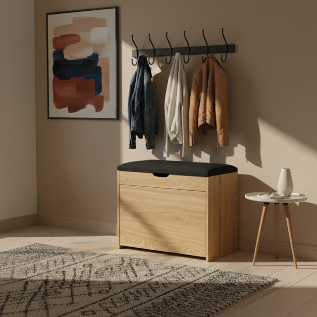 Dulap pentru pantofi cu loc de șezut și rafturi retractabile VAULT, 57 x 30 x 53 cm