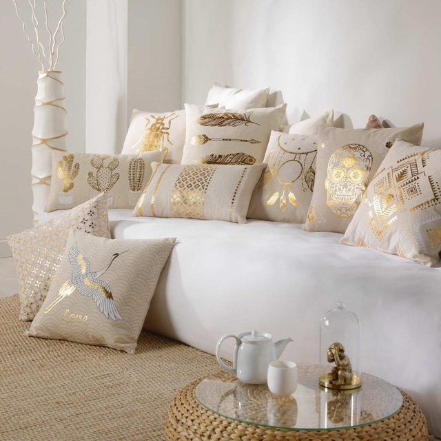 Perna decorativa din bumbac CYBELE, model metalic, 45 x 45 cm