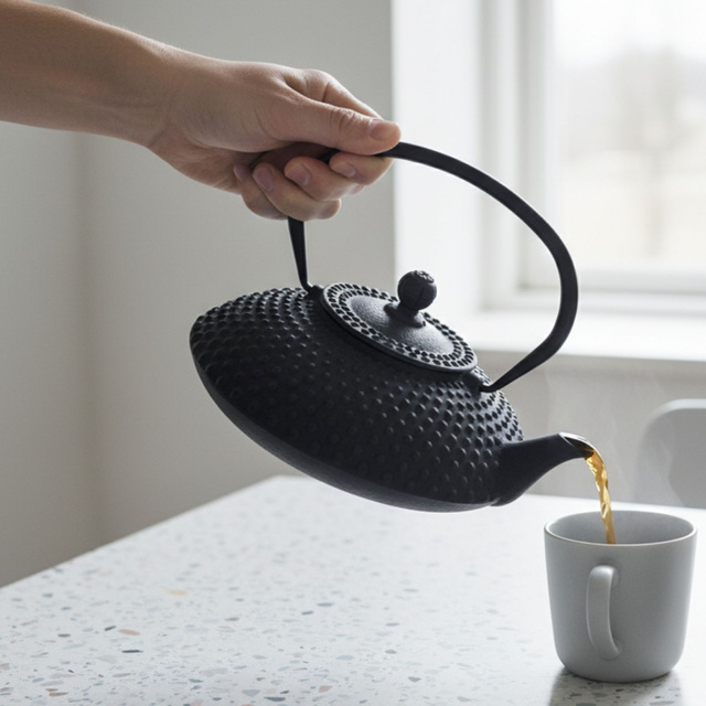 Ceainic din fontă cu infuzor MIKA, 1250 ml, negru