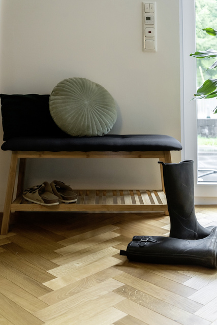 Dulap pantofi cu scaun, bambus, Ecori, WENKO