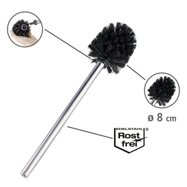 Set elegant de accesorii pentru baie, suport și suport pentru hârtie igienică, perie de toaletă, RIVALTA WENKO, argintiu lucios