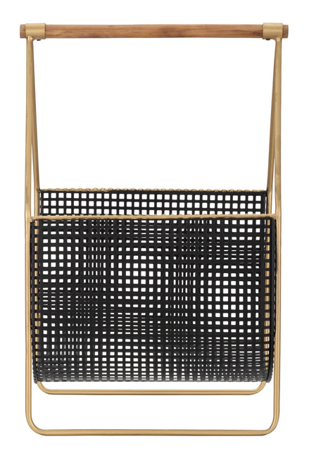 Suport reviste metalic FASHION, cu maner din lemn