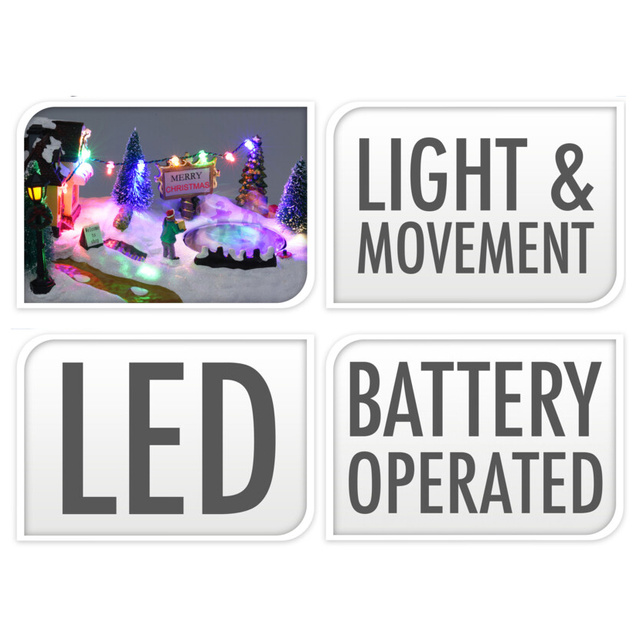 Figurina emoționantă de Crăciun cu o cutie muzicală și iluminare LED, 28 cm