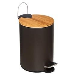 Coș de gunoi modern pentru baie cu capac din bambus, negru, 3 l
