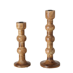 Set 2 sfeșnice  din lemn  sculptate Bubbles,  maro