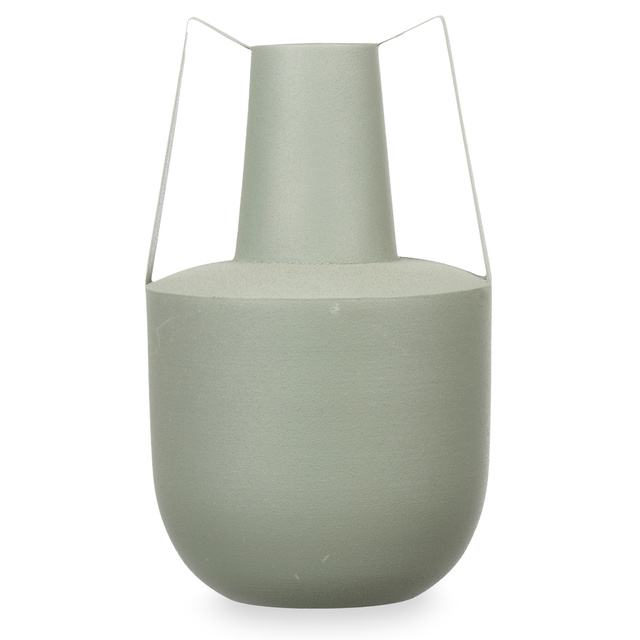 Vaza metalica de culoare pastelata cu manere, 21 cm