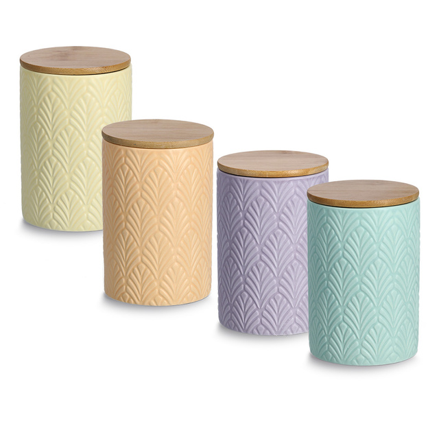 Recipient ceramic cu capac din bambus, 720 ml