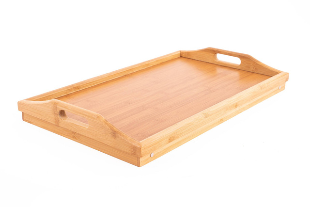 Mese de mic dejun, tavă din bambus cu picioare, 50x30 cm