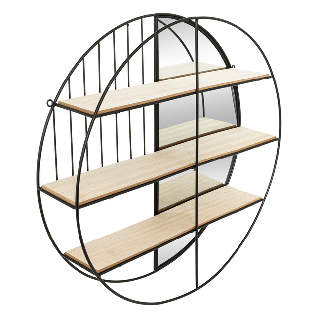 Etajeră rotundă suspendată cu oglindă ZINA, Ø 56 cm