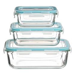 Set caserole din sticla cu capac, 3 bucati