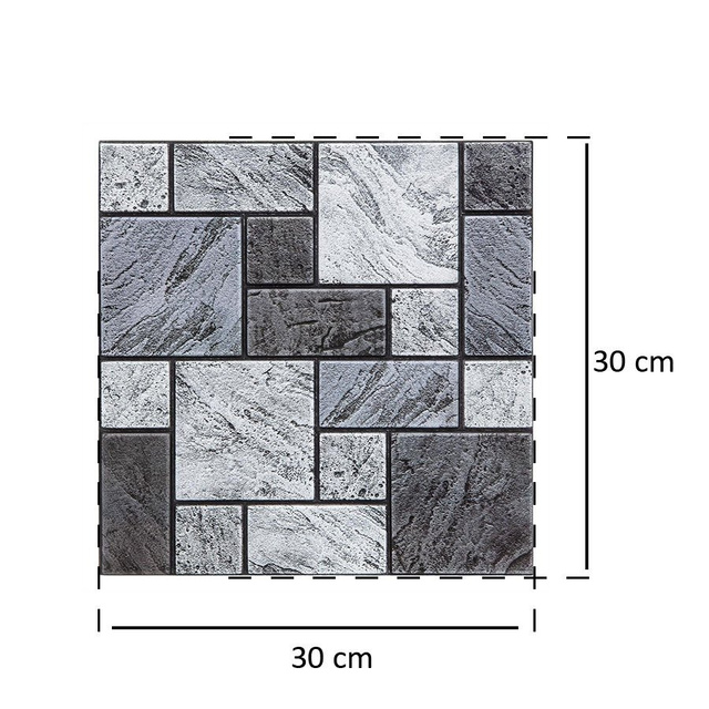 Set 2 bucati autocolante de perete din PVC pentru bucătărie, efect piatră, 30 x 30 cm.