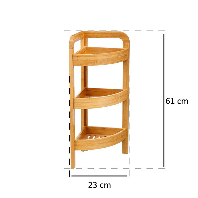 Organizator pentru baie 5five Simple Smart, 3 suporturi, 61 x 23 x 23 cm, Lemn de bambus, Maro